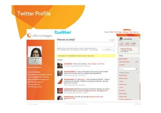 Twitter Profile




    Affect Strategies   PROPRIETARY & CONFIDENTIAL   6/26/2009
 