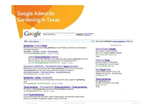 Google Adwords:
Gardening in Texas




   Affect Strategies   PROPRIETARY & CONFIDENTIAL   6/26/2009
 