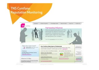 TNS Cymfony:
Reputation Monitoring




   Affect Strategies   PROPRIETARY & CONFIDENTIAL   6/26/2009
 