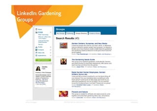 LinkedIn: Gardening
Groups




   Affect Strategies   PROPRIETARY & CONFIDENTIAL   6/26/2009
 