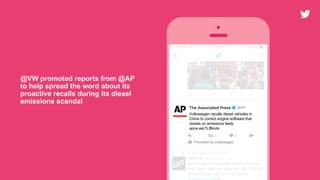 @VW promoted reports from @AP
to help spread the word about its
proactive recalls during its diesel
emissions scandal
Volkswagen recalls diesel vehicles in
China to correct engine software that
cheats on emissions tests:
apne.ws/1LfBmAr
Promoted by Volkswagen
 