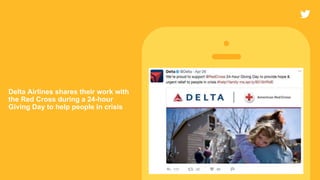 Delta Airlines shares their work with
the Red Cross during a 24-hour
Giving Day to help people in crisis
 