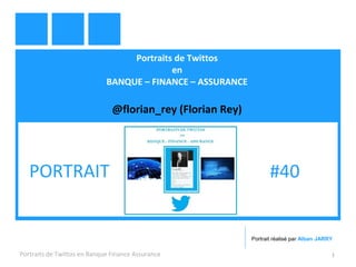 Portraits de Twittos
en
BANQUE – FINANCE – ASSURANCE
@florian_rey (Florian Rey)
Portraits de Twittos en Banque Finance Assurance 1
PORTRAIT #40
Portrait réalisé par Alban JARRY
 