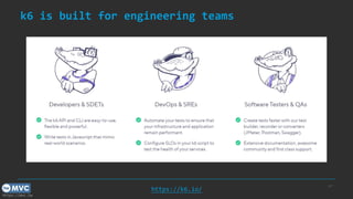 https://mvc.tw
k6 is built for engineering teams
p.7
https://k6.io/
 