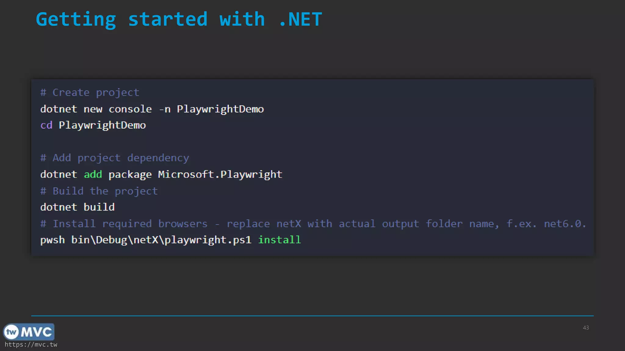 https://mvc.tw Getting started with .NET 43 