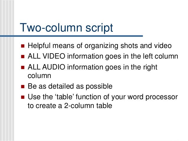Example of Two-Column Script