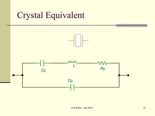 K R K Rao - July 2014 21
Crystal Equivalent
Cs
L
Rs
Cp
 