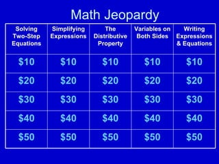 Two Step Equations Jeopardy