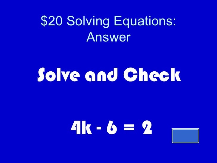 Two Step Equations Jeopardy