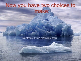Now you have two choices to make: Maintenant il vous reste deux choix: 
