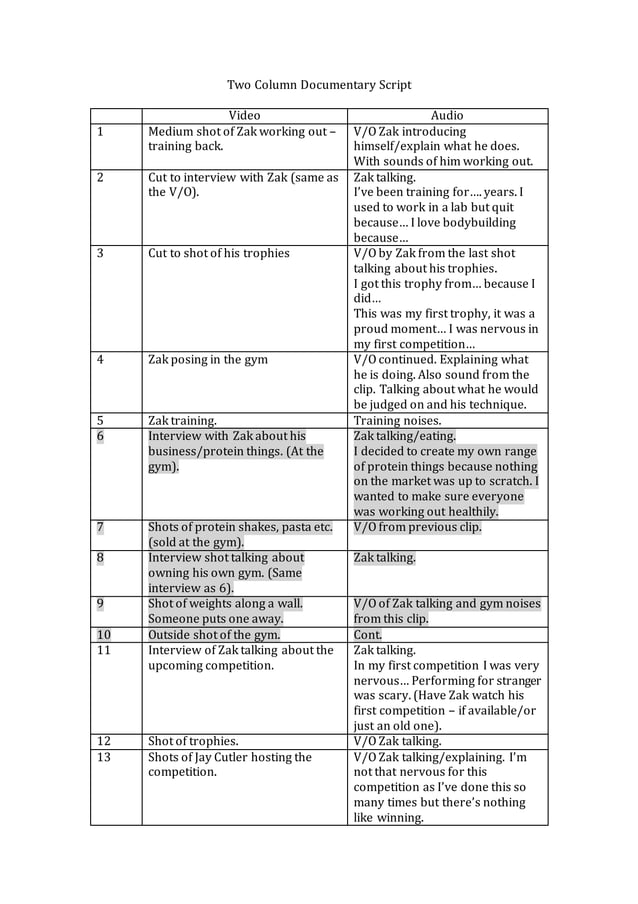 Two column documentary script | PDF