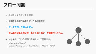 •
•
•
•
• ex.)  
label.text = “hoge” 
SessionManager.shared.authToken = “1234567890”
 