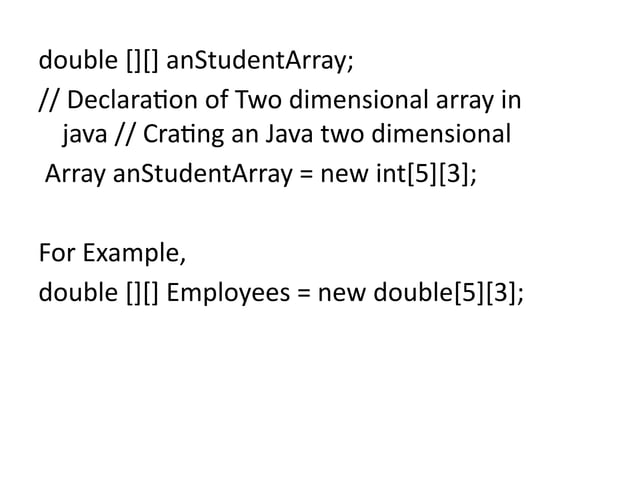 How to create a two-dimensional array in java | PPT