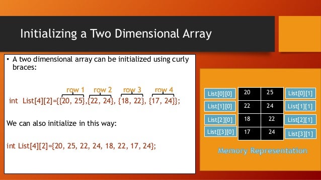 Two dimensional arrays