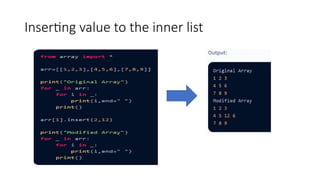 Nested lists (Two dimensional lists for Python) | PPTX