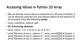 Nested lists (Two dimensional lists for Python) | PPTX
