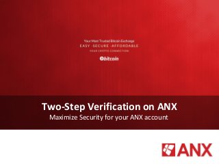 Two-Step Verification on ANX
Maximize Security for your ANX account
 