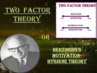  TWO  FACTOR        THEORY OR Herzberg&apos;s Motivation-Hygiene Theory 