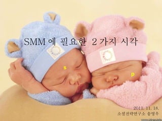 SMM 에 필요한  2 가지 시각 2011. 11. 18.  소셜전략연구소 송영우  s p 