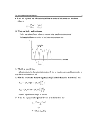 Transmission lines and waveguides -Two marks | PDF