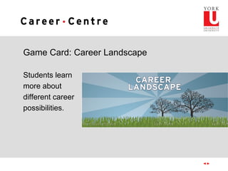 Game Card: Career Landscape
Students learn
more about
different career
possibilities.
 