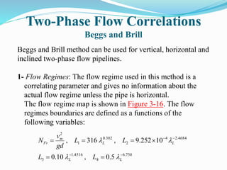Two-Phase Flow Correlations
Beggs and Brill
Beggs and Brill method can be used for vertical, horizontal and
inclined two-p...