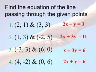 Two point form Equation of a line | PPTX | Physics | Science