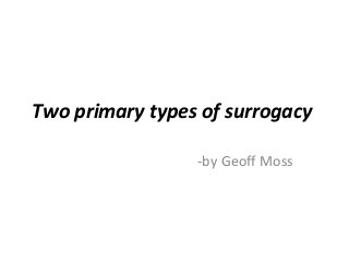 Two primary types of surrogacy
-by Geoff Moss
 