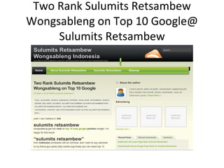 Two Rank Sulumits Retsambew Wongsableng on Top 10 Google@ Sulumits Retsambew 