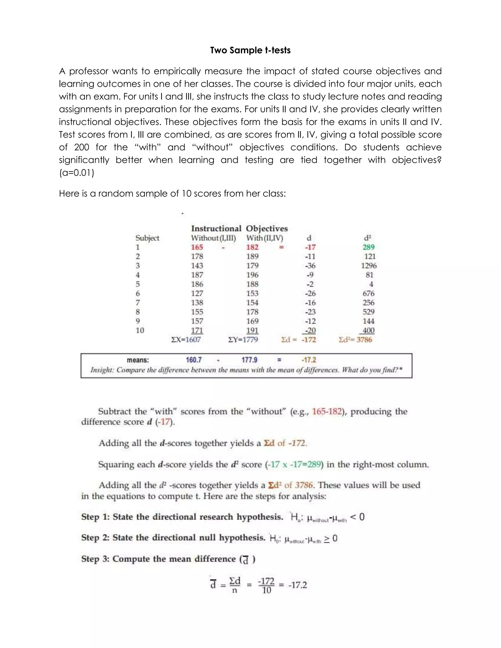 Two sample t test | PDF