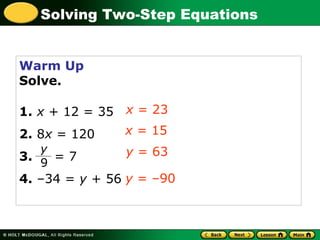 Two step equations | PPT