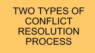 TWO TYPES OF
CONFLICT
RESOLUTION
PROCESS
 
