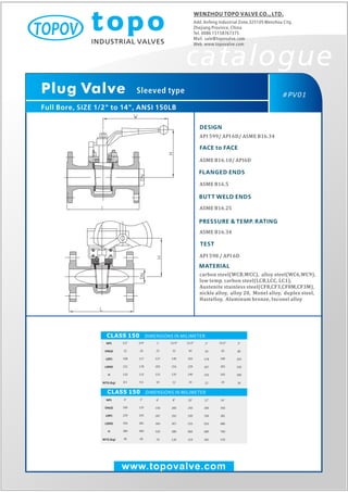 Two way sleeved plug valve topo valve catalogue