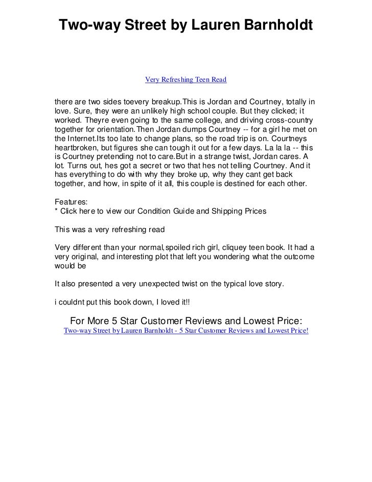 Twoway Street By Lauren Barnholdt Very Refreshing Teen Read