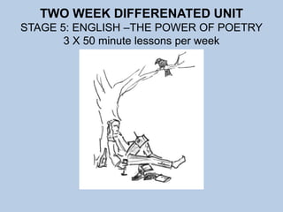 A DIFFERENTIATED UNIT IN 2 WEEKSSTAGE 5: ENGLISH –THE POWER OF POETRY3 X 50 minute lessons per week 