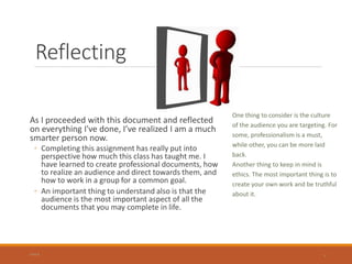 Refliction Tech Technical Writing Reflection | PPTX