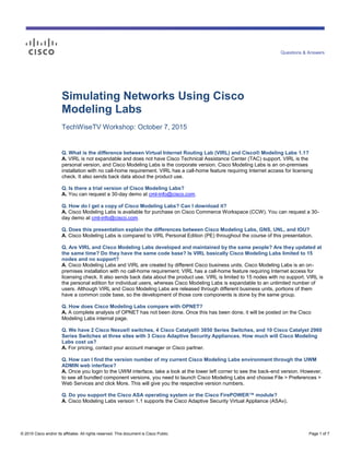 Q&A from Cisco Modeling Labs Workshop | PDF Q&A from Cisco Modeling Labs Workshop | PDF