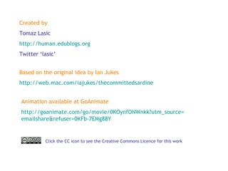 Created by Tomaz Lasic http://human.edublogs.org Twitter ‘lasic’ Based on the original idea by Ian Jukes http://web. mac .com/ iajukes / thecommittedsardine Animation available at GoAnimate http:// goanimate .com/go/movie/0KOynfONWnkk? utm _source= emailshare & refuser =0KFb-7EMg88Y Click the CC icon to see the Creative Commons Licence for this work