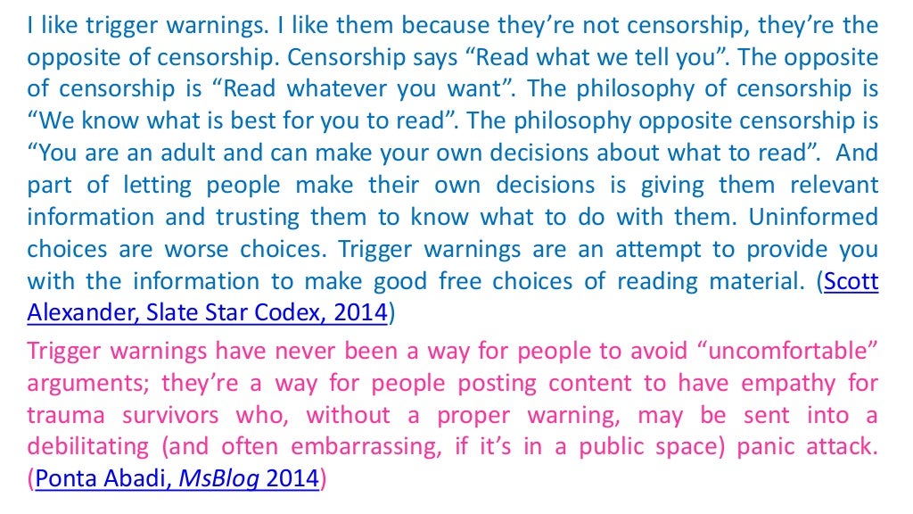 Trigger Warnings Workshop