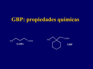 NH2
COOH
GBP
H2N COOH
GABA
GBP: propiedades químicas
 