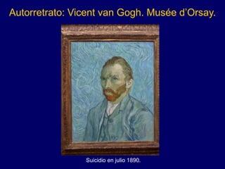 Autorretrato: Vicent van Gogh. Musée d’Orsay.
Suicidio en julio 1890.
 
