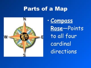 Parts of a Map Compass Rose —Points to all four cardinal directions 