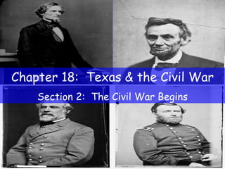Chapter 18:  Texas & the Civil War Section 2:  The Civil War Begins 