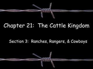 Chapter 21: The Cattle Kingdom
Section 3: Ranches, Rangers, & Cowboys
 