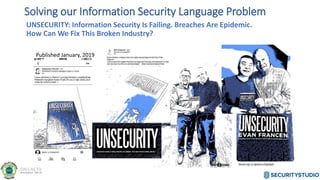 UNSECURITY: Information Security Is Failing. Breaches Are Epidemic.
How Can We Fix This Broken Industry?
Published January, 2019
Solving our Information Security Language Problem
 