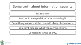 Some truth about information security
It’s relative.
Something insecure at the core will always be insecure.
You can’t man...