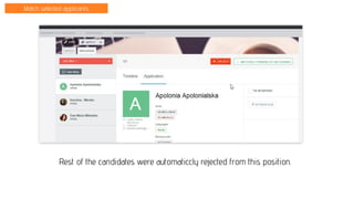 Match selected applicants
Rest of the candidates were automaticcly rejected from this position.
 