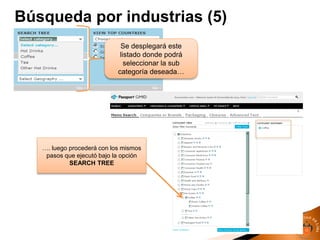 Búsqueda por industrias (5)
Se desplegará este
listado donde podrá
seleccionar la sub
categoría deseada…
…. luego procederá con los mismos
pasos que ejecutó bajo la opción
SEARCH TREE
 