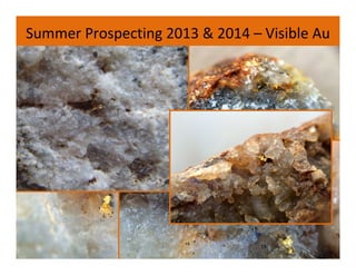 Summer Prospecting 2013 & 2014 – Visible Au
19
 