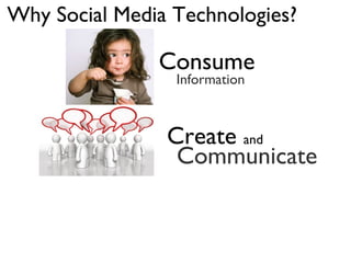Why Social Media Technologies?
Consume
Information
Create and
Communicate
 